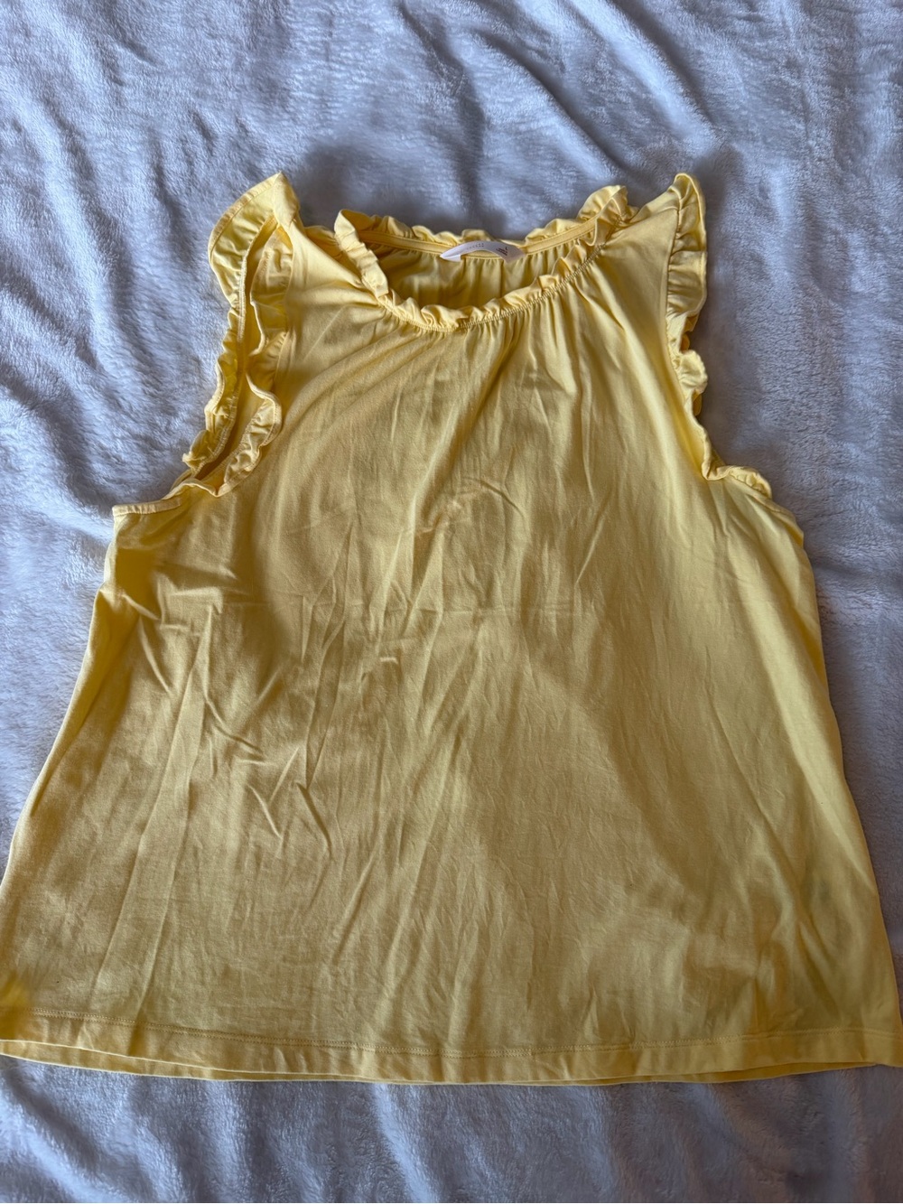 LC Lauren Conrad Light Yellow Ruffle Neck Tank